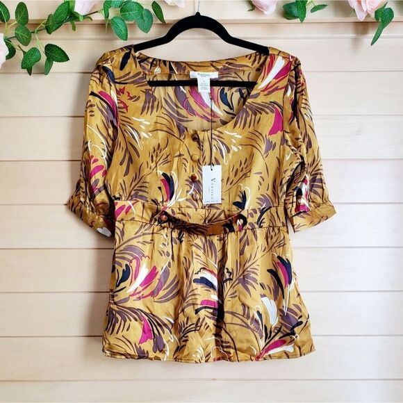VERTIGO PARIS 100% Silk Printed Blouse - Picture 1 of 10